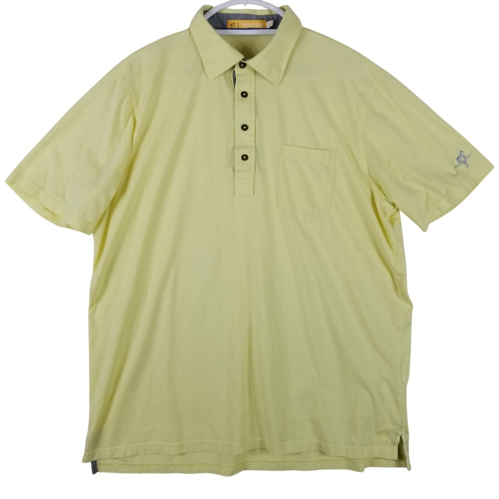 Field Day Sporting Co Mens XL Yellow Pima Cotton Blend Short Sleeve Polo Shirt